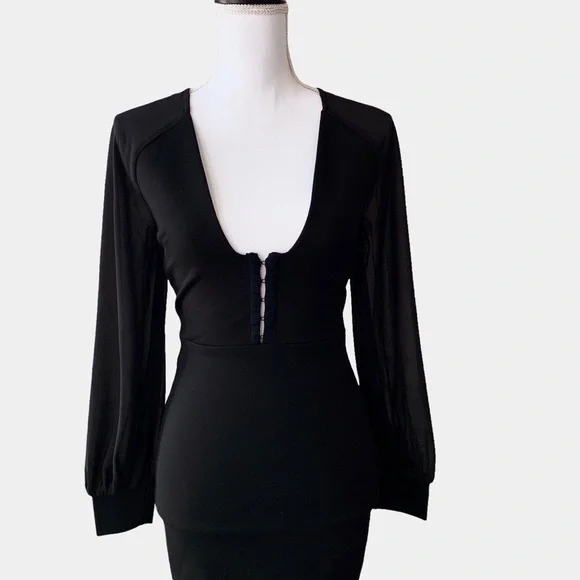 REVOLVE BY THE WAY BLACK LONG SLEEVES CORSET MINI DRESS - Picture 11 of 16